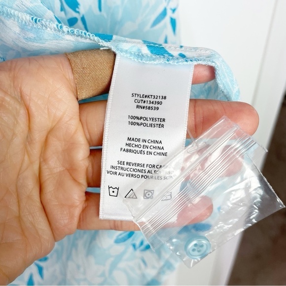 New Kut from the Kloth Jasmine Sheer Button Front Blouse in Light Blue - Picture 8 of 9